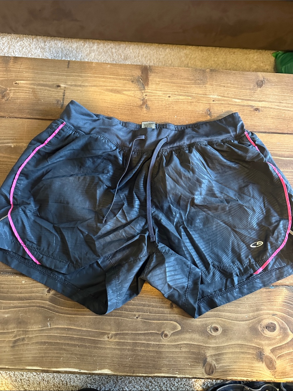 Champion Black Women's Athletic Shorts with Pink Trim